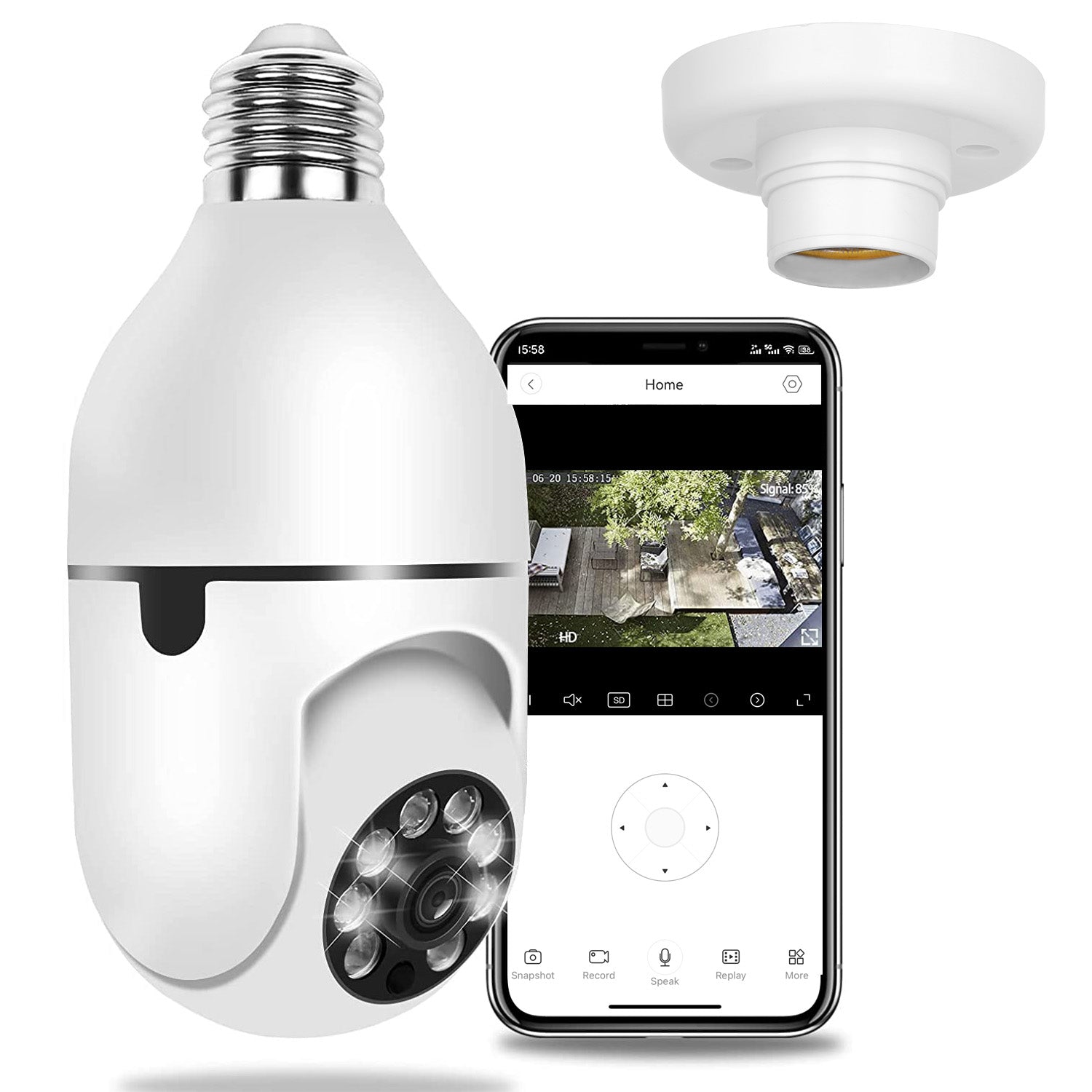 1Pc E27 WiFi Ampoule Caméra 1080P FHD WiFi IP Pan Tilt Caméra de surveillance de sécurité avec deux-