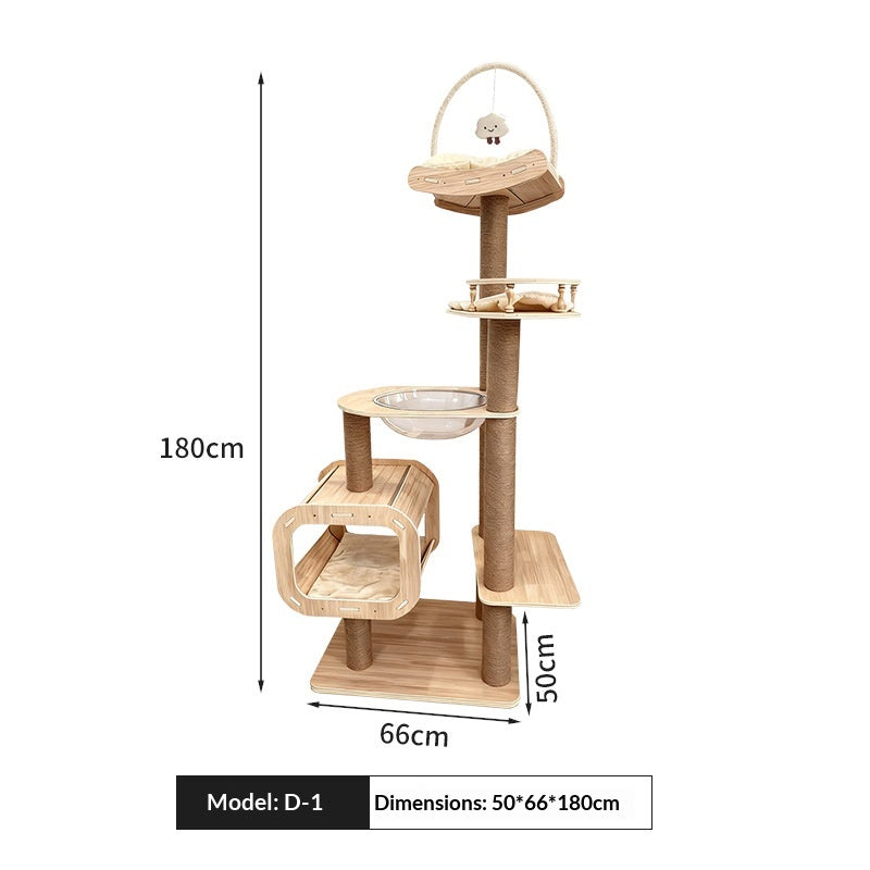 Maison de chat et arbre de chat multicouche en bois massif