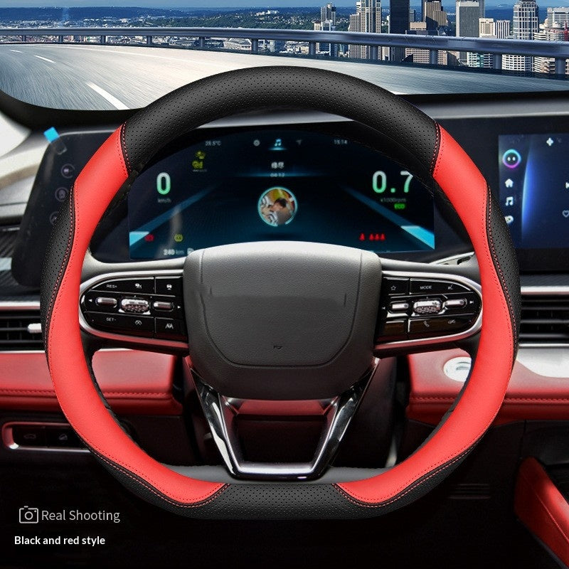 Sporty Style Leather Steering Wheel Cover