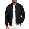 Homme Suede-Blend Casual Sportif Stand-Neck Veste avec boutons