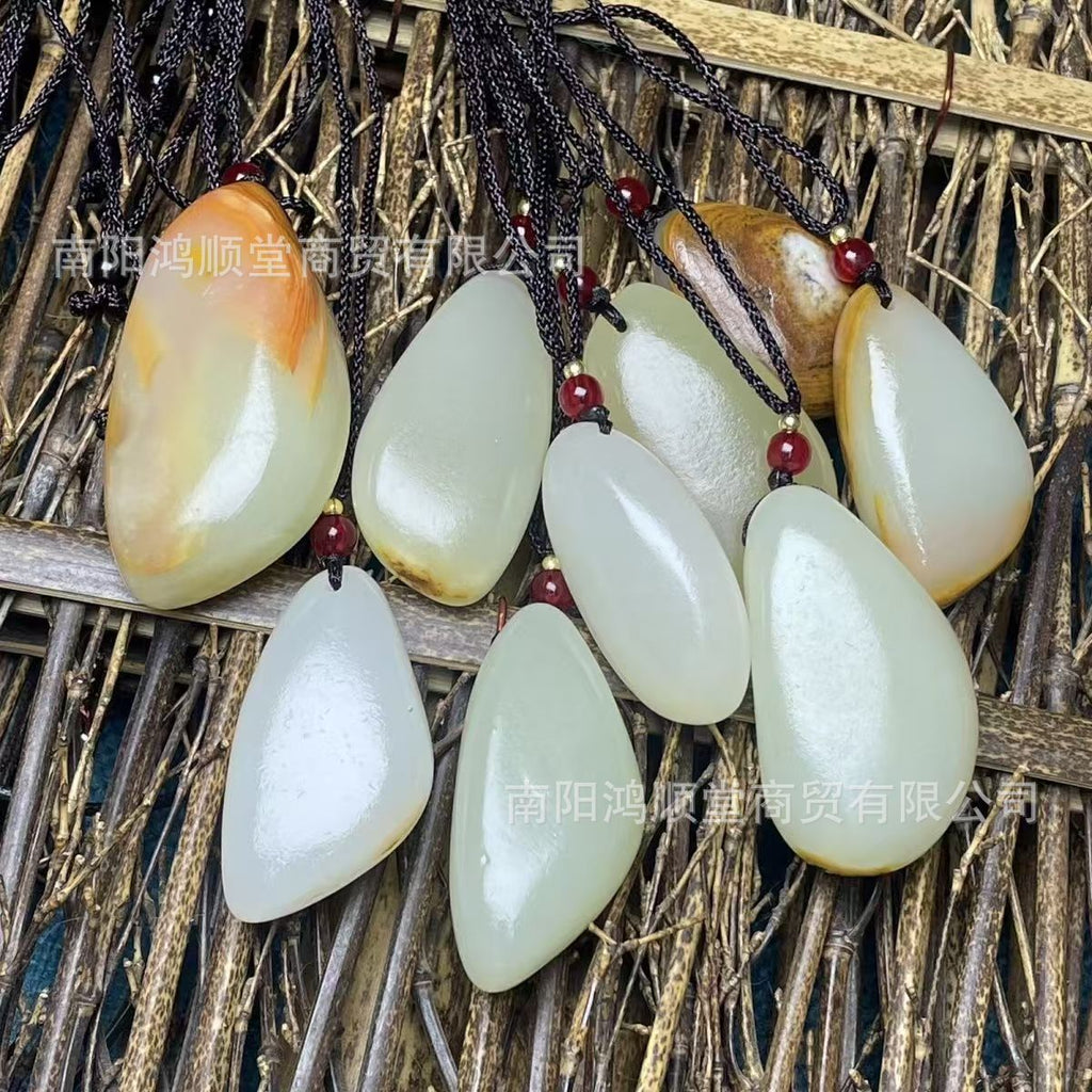 Naturel Hetian Jade Russet Skin Seed Stone Pendentif Afghanistan White Jade Pebble Collier