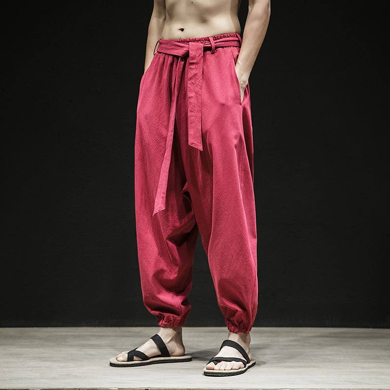 Pants de style chinois de printemps et d'été Largeur de bande élastique pour hommes
