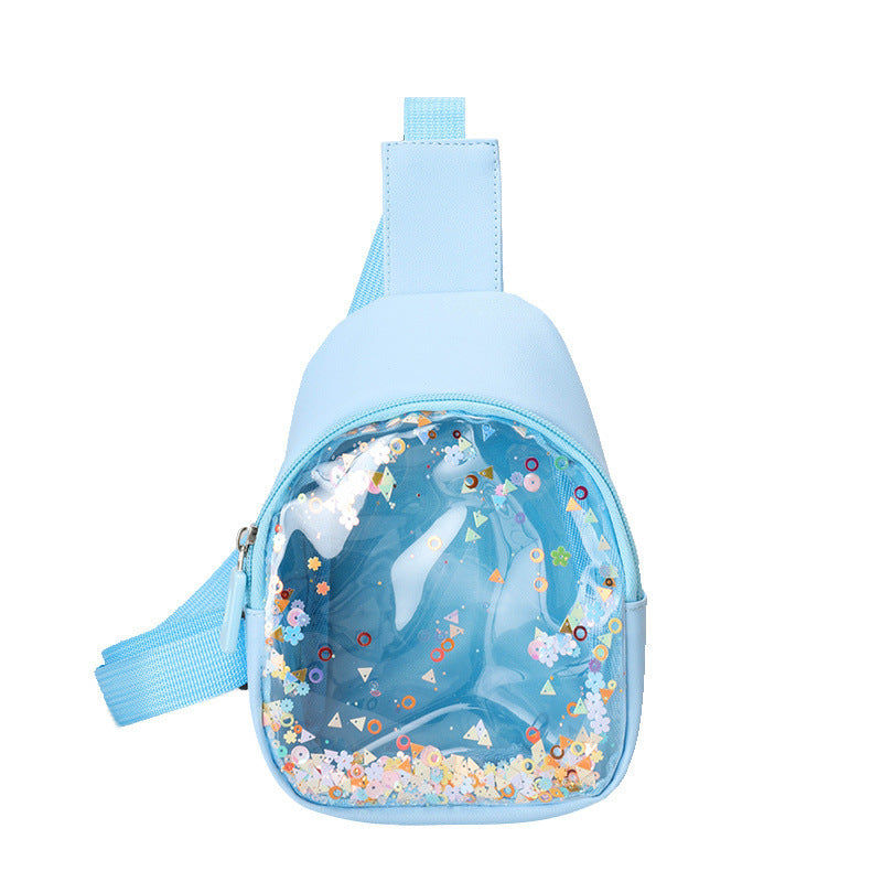 Solid Color PU cuir de poitrine pour enfants Quicksand léger tendance pour les enfants