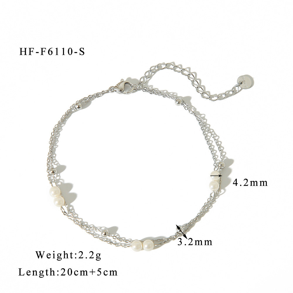 Femmes Double-Layer Créative Perle Multi-Strand Anklet