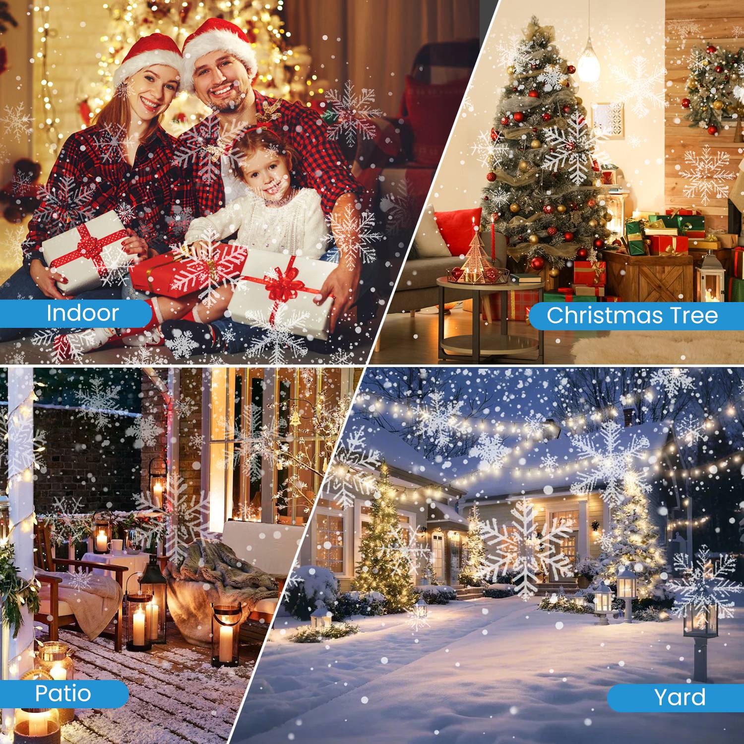 1Pc Christmas Snowflake Projector Light Double Head LED Stake Light IP44 Waterproof Xmas Dec