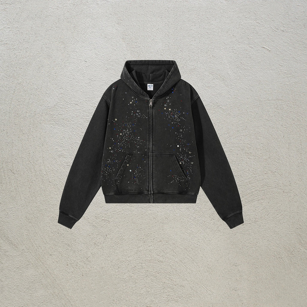 Rétro Hoodie pour hommes avec un fini lavé de neige