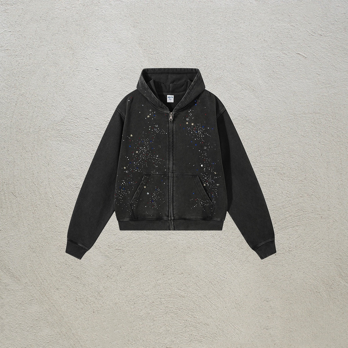 Rétro Hoodie pour hommes avec un fini lavé de neige