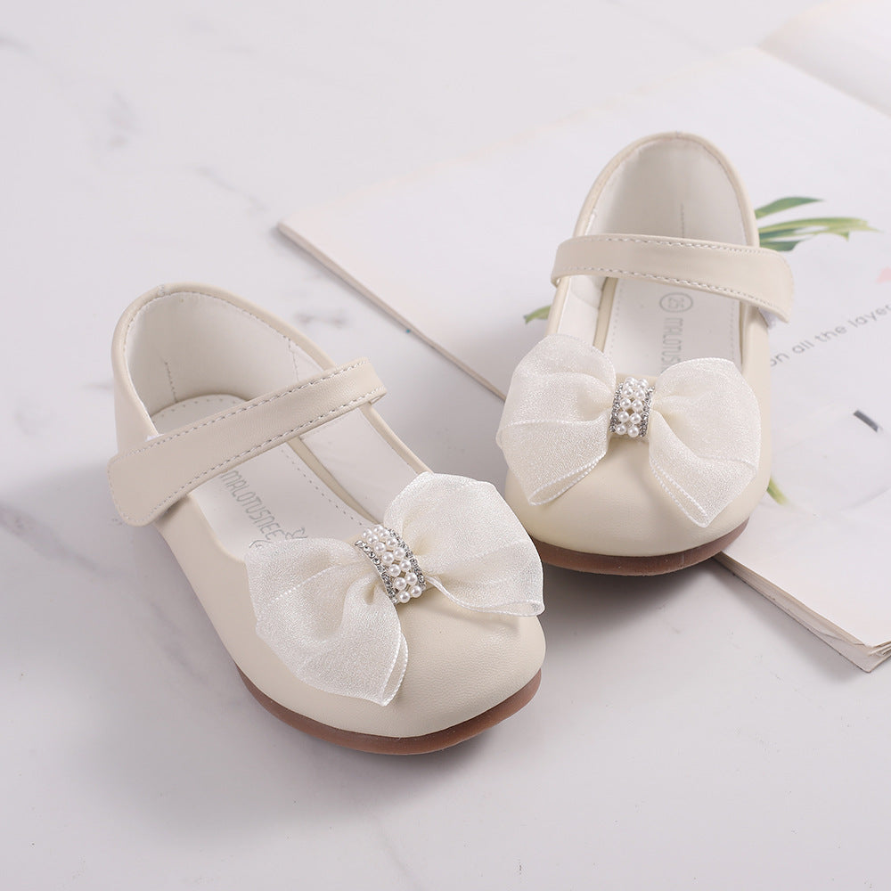 Chaussures Princesse PU en cuir Bow Flower Girl