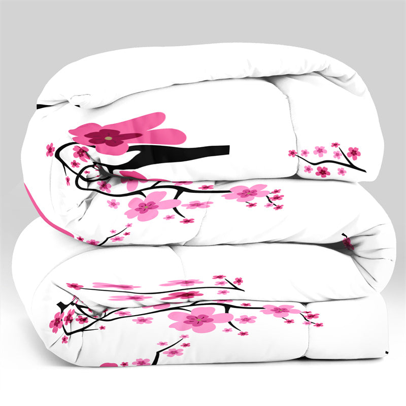 Set de patch à 5 pièces en fleur rose avec 2 shams d'oreiller assortis et 2 housses d'oreiller décoratives