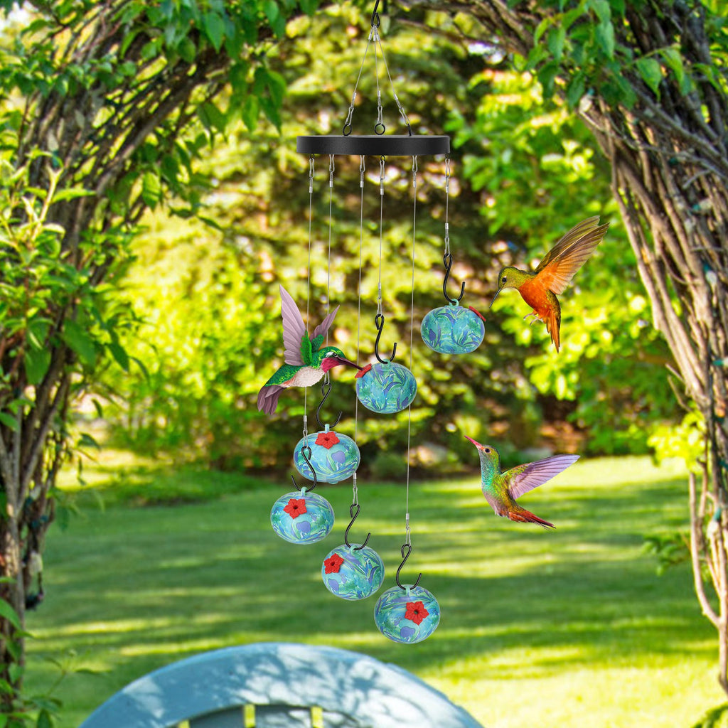 1Pc Wind Chimes Humming Bird Feeder Fourmi et Bee Proof Outdoor Hanging Hummingbird Feeder F