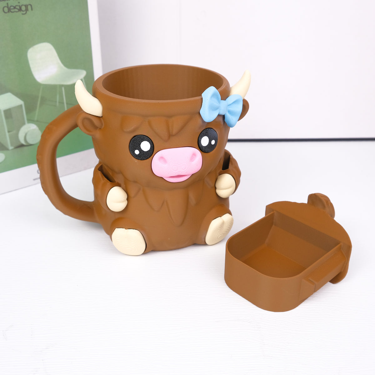 1PC 3D Imprimé Pinte de crème glacée pour animaux avec poignée