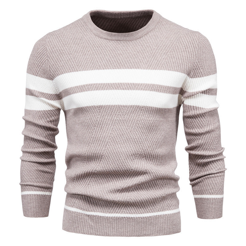 En stock L'automne et l'hiver hommes occasionnels rayés hommes Pullover couleur correspondant Roun