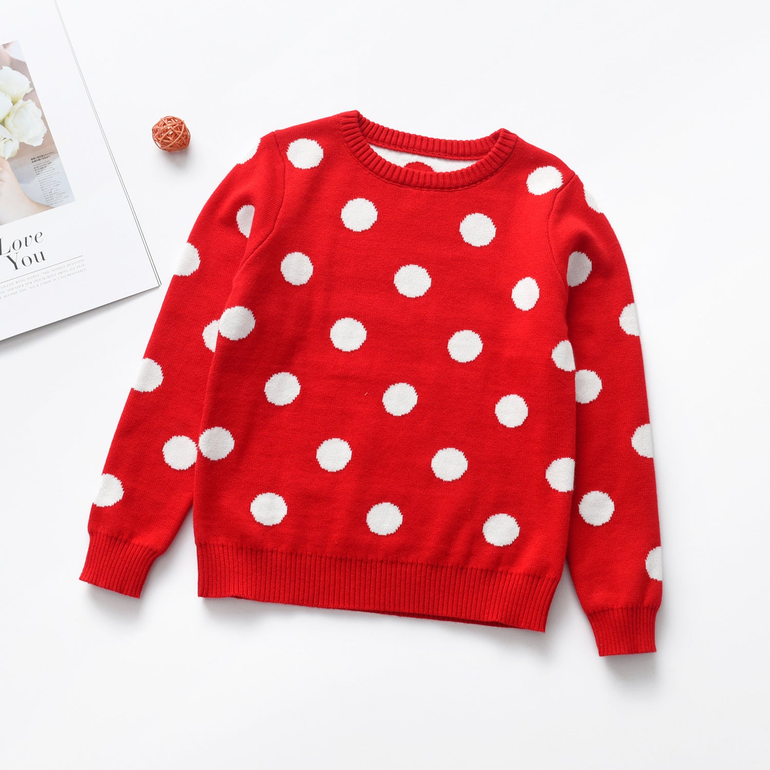 Coeur Col rond Manches longues Chandails pour enfants
