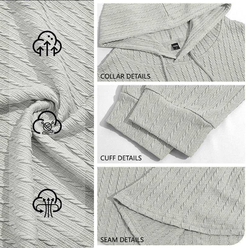 Hommes Jacquard demi-zip Hoodie Pullover tricot