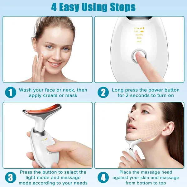 Massage du visage de cou outil de sculptation du visage 3 modes de couleur et vibration pour masseur faciale Fo