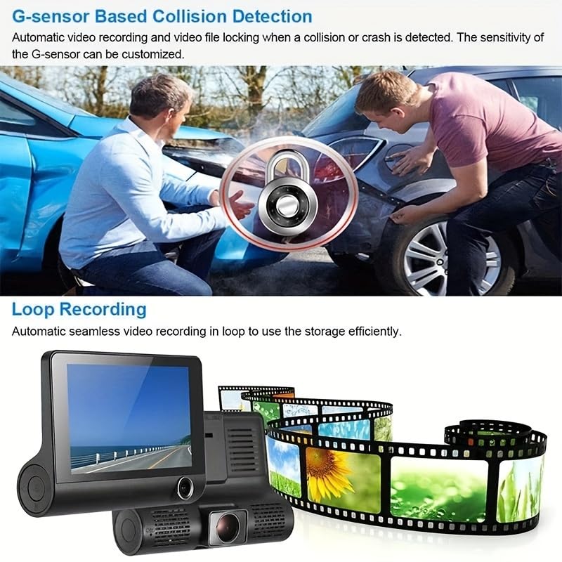 Dashcam à trois disques de 4 pouces
