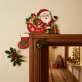 Ornement décoratif cadre de porte en bois de Noël