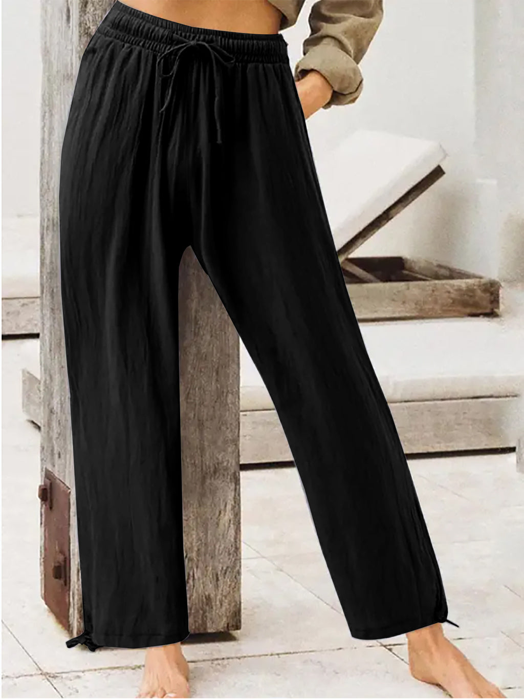 Pantalons d'été à domicile pour femmes en couleur solide