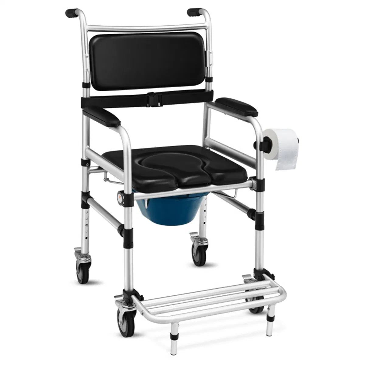 2-en-1 en aluminium Commode douche bain/toilette en fauteuil roulant utilisation