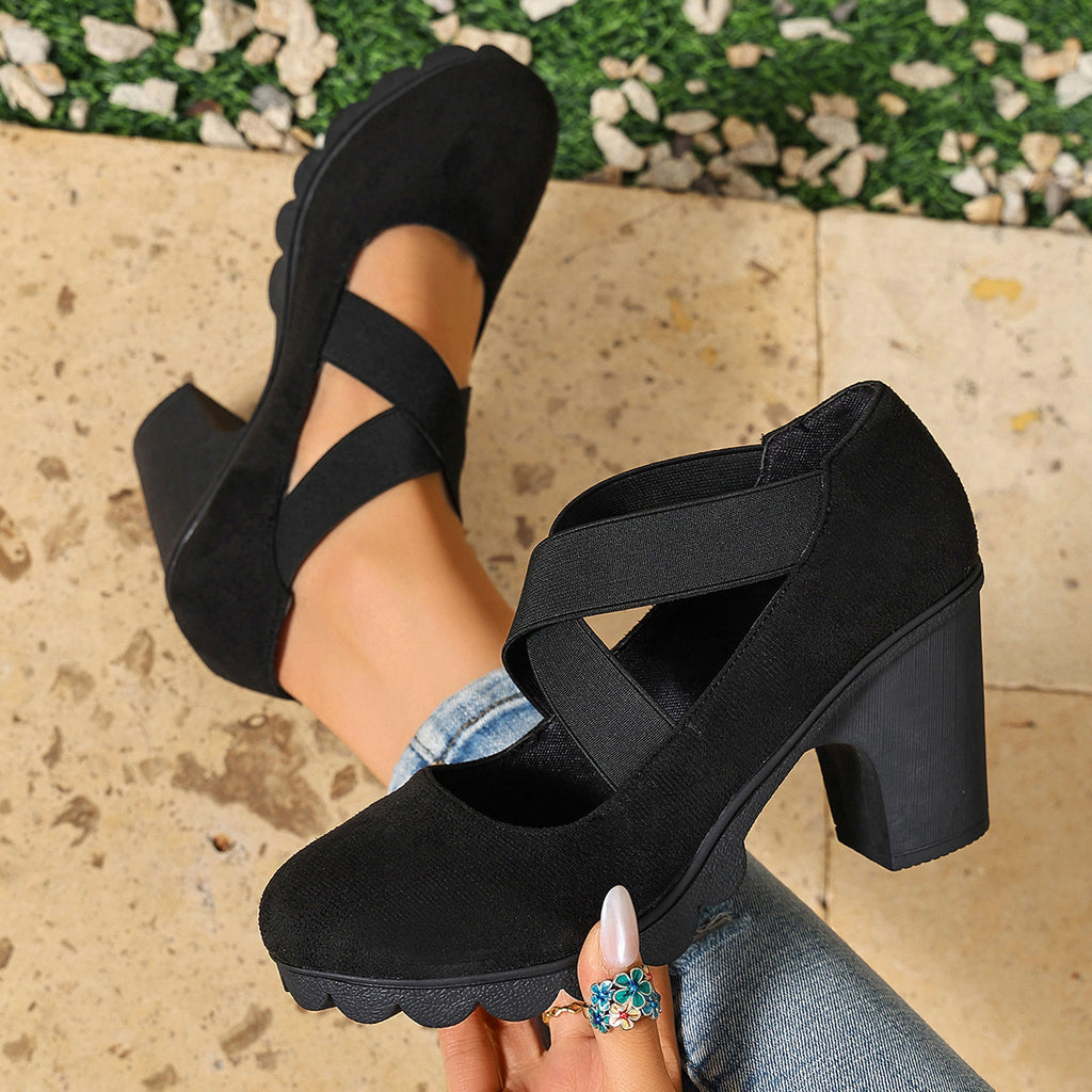 Retro Cross-Strap Platform High Heels