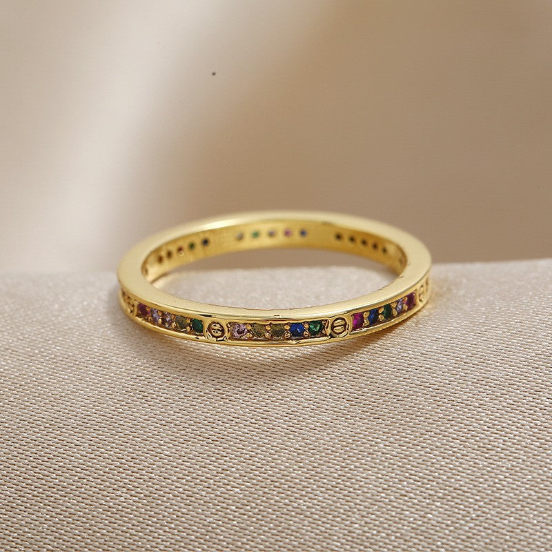 Bague femme mode avec des pierres de Zircon colorées