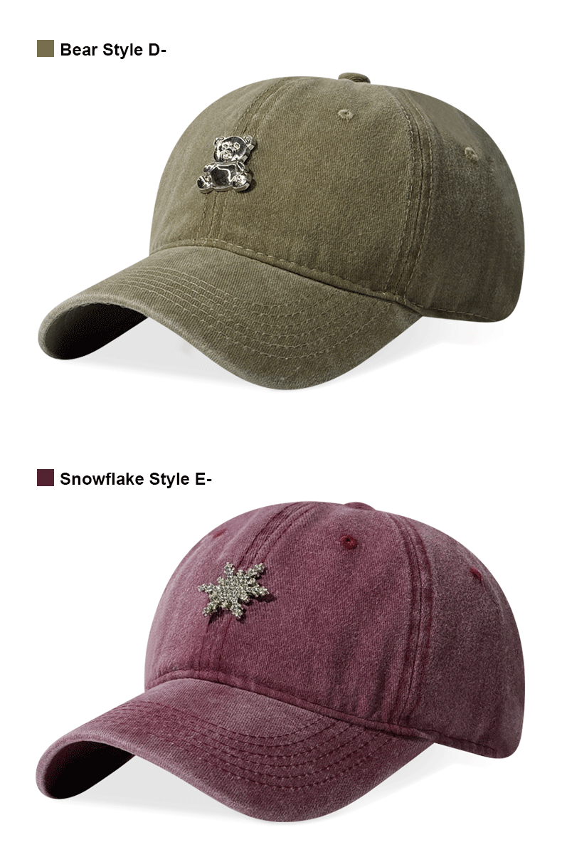 Lavé Old Quick Séchage Cap de baseball Handmade Accessory Pattern Imprimé Duckbill Cap Big H
