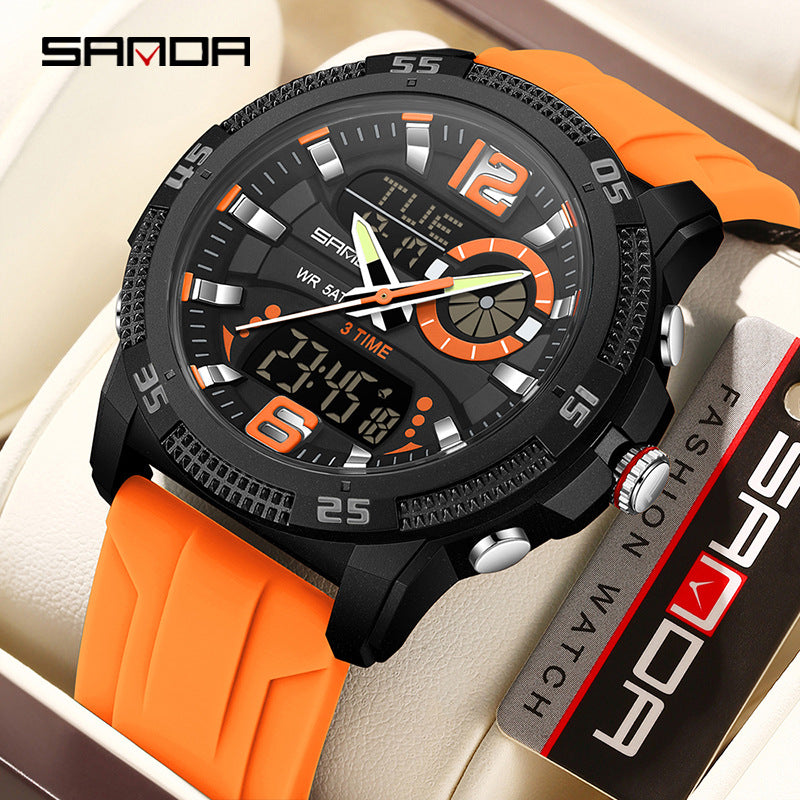 SANDA hommes montre électronique jeunesse réveil lumineux Sporty