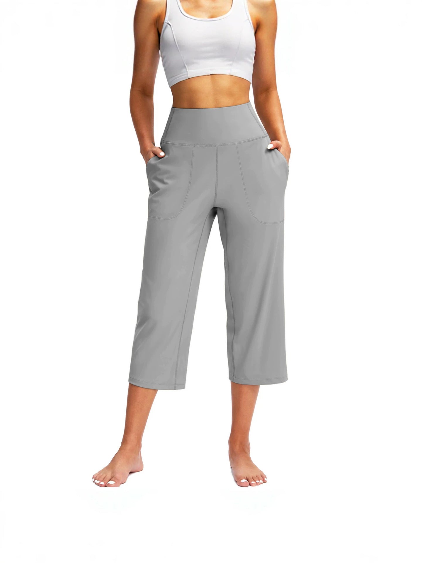 La mode européenne et américaine des femmes Couleur solide Pantalon à large leg avec poches