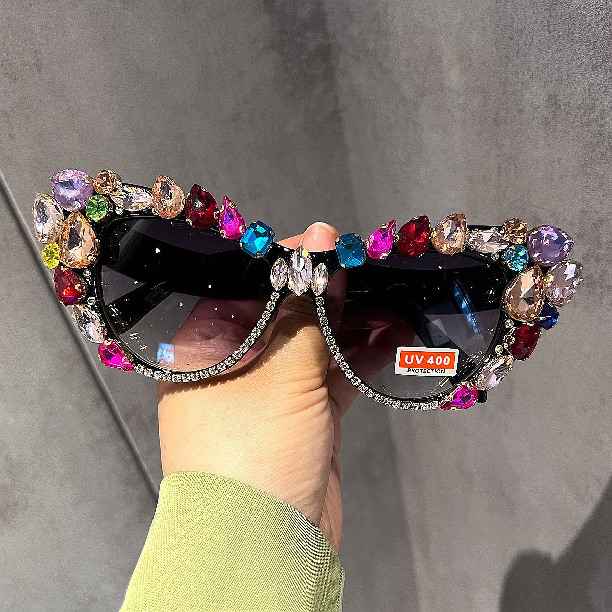Lunettes de soleil rétro à gros yeux de chat en verre pour femmes