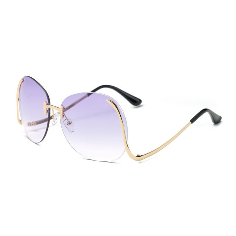 Lunettes de soleil sans cadre à jambe courbée Verres décoratifs