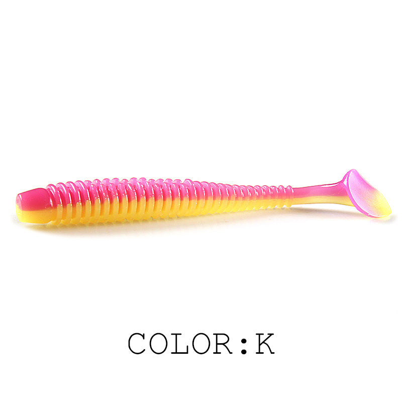 Luya Soft Fish Bait Thread T Tail Double Couleur avec sel