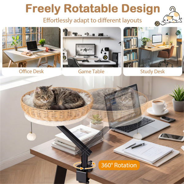 360-degree rotating desktop cat bed perch