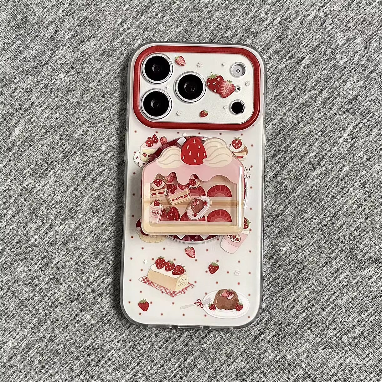 Fraise Cake Magnetic Holder Boîtier de téléphone compatible