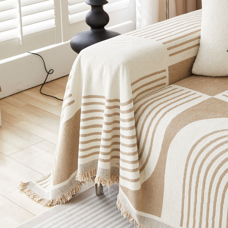 Chenille Housse de canapé Enveloppe complète Design universel minimaliste épais pour toutes les quatre saisons