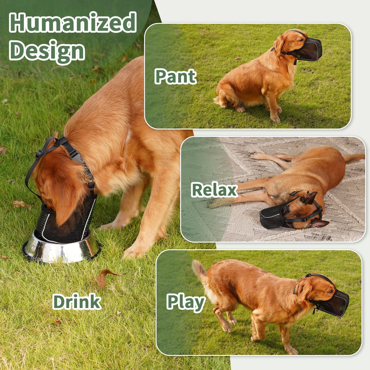 Muselière de Chien Mesh avec Panting Room pour grands chiens moyens Anti Scaveging Chewing Manger