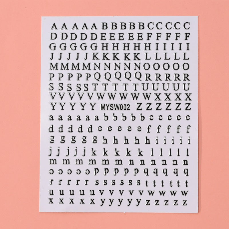 Stickers Nail 12 Couleurs Boîtier en lettres anglaises Décoration pour bricolage fluorescent