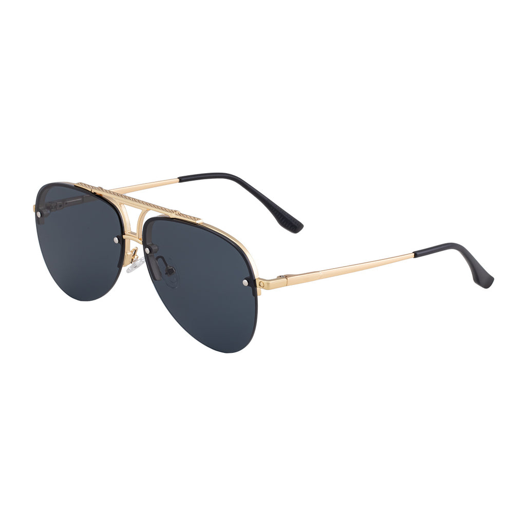 Lunettes de soleil en métal à demi-cadre pour homme