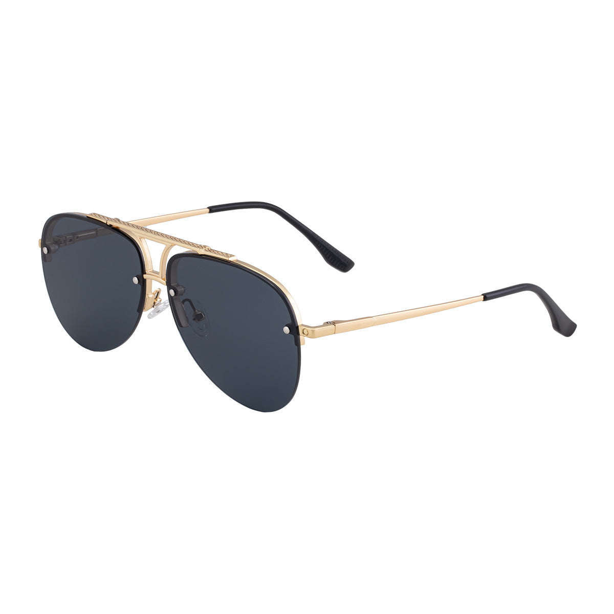 Lunettes de soleil en métal à demi-cadre pour homme