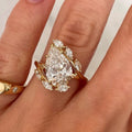 S925 Argent plaqué or 8x12mm Boucle de poire Moissanite Anneau Marquis Accents D Couleur VVS1 US S