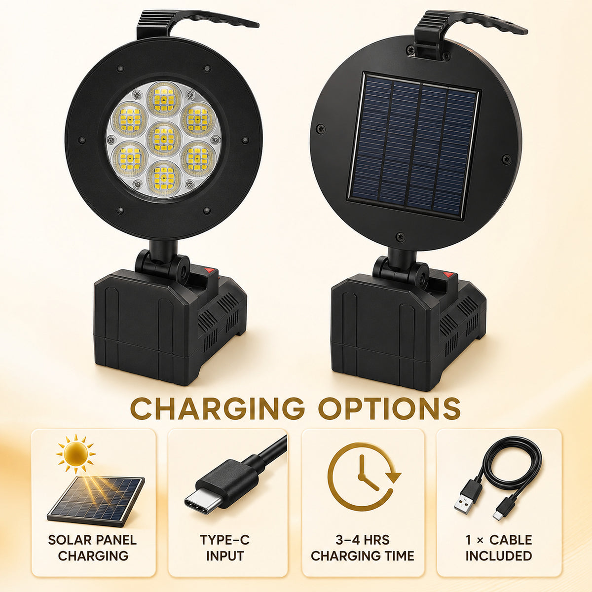 Puissance solaire rechargeable affichage de batterie fonction banque LED lumière de déluge W872A Sortie