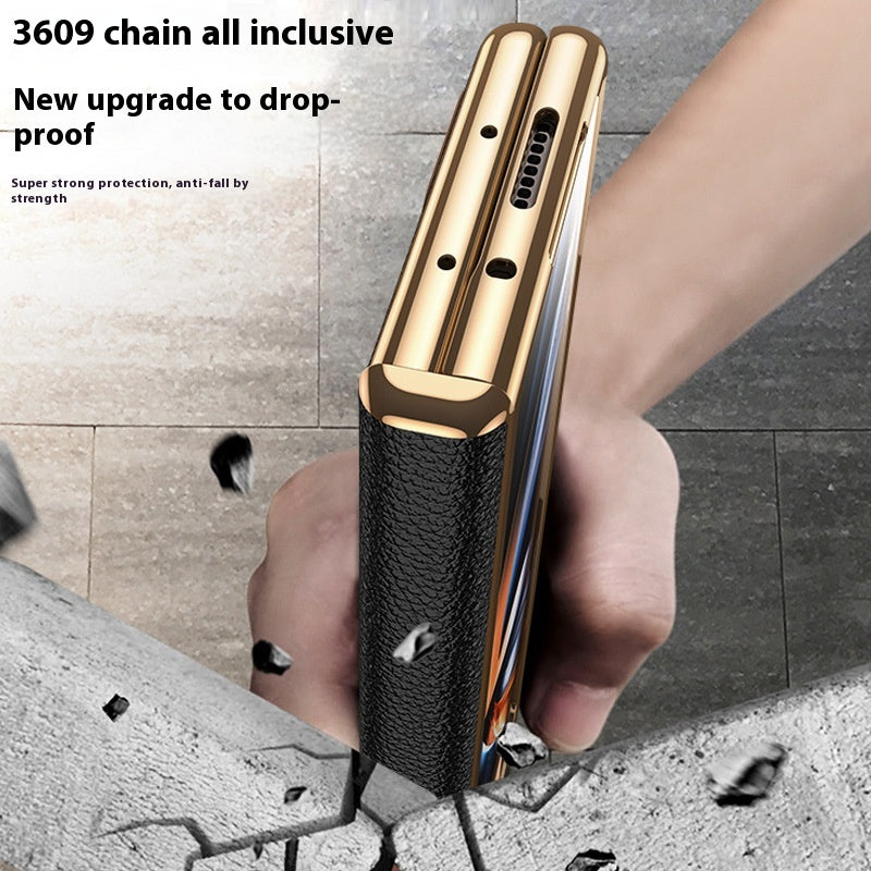 Étui de téléphone en cuir véritable F pliable écran amélioré anti-chute