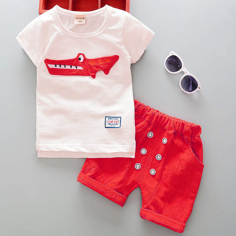 Two-piece summer short-sleeved set for boys