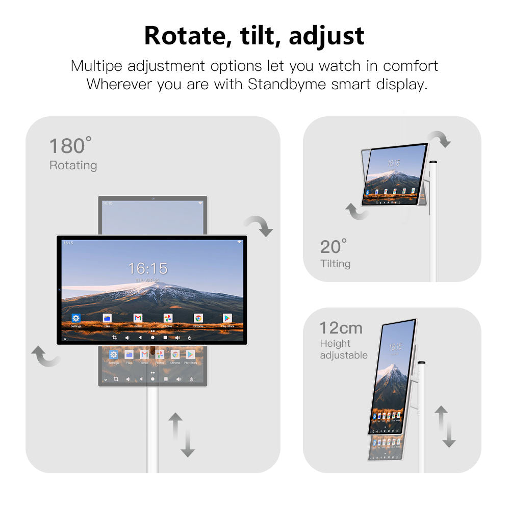Écran tactile de 24 pouces 8-core CPU Android OS 128 Go Rotation Monitor Batterie intégrée avec 13