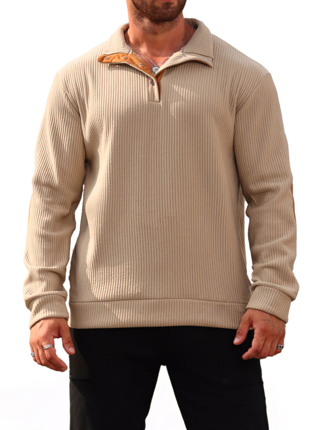 Sweat-shirt de printemps & automne couleur solide Jacquard