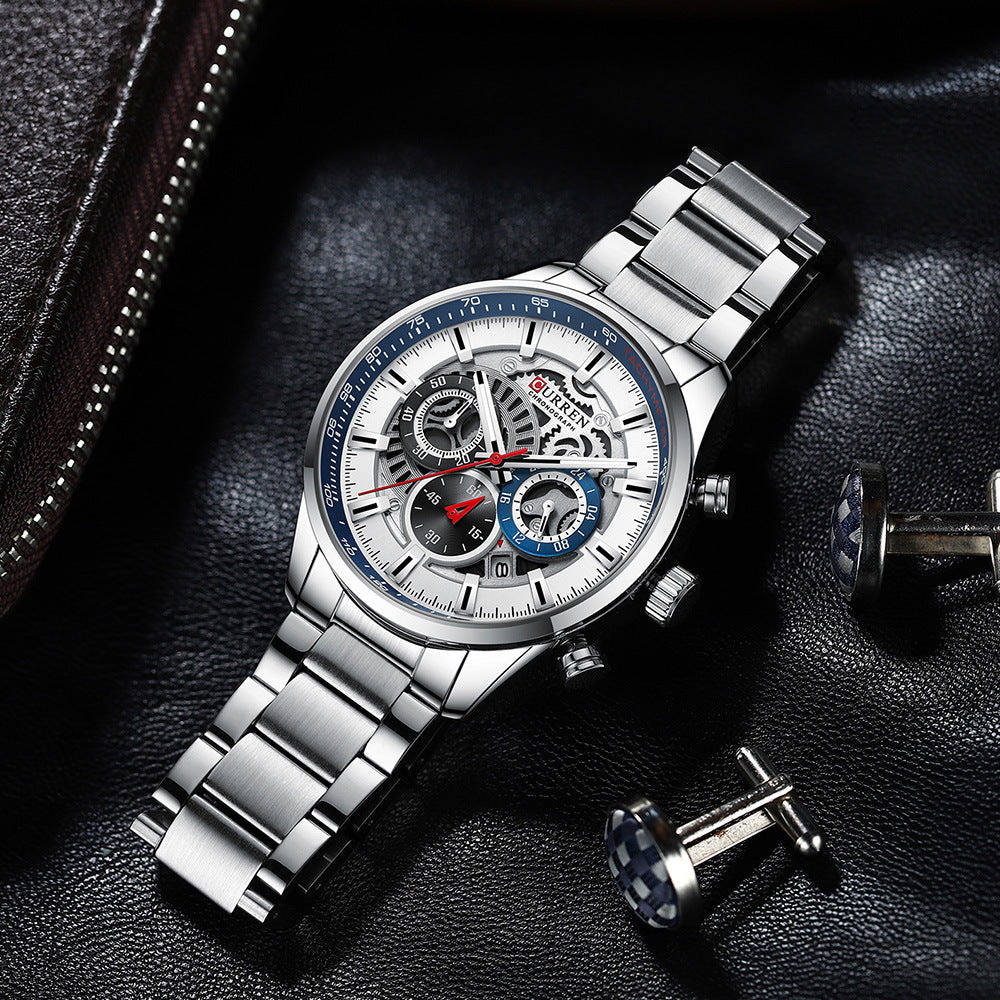 Montre de mode à six mains Quartz pour hommes