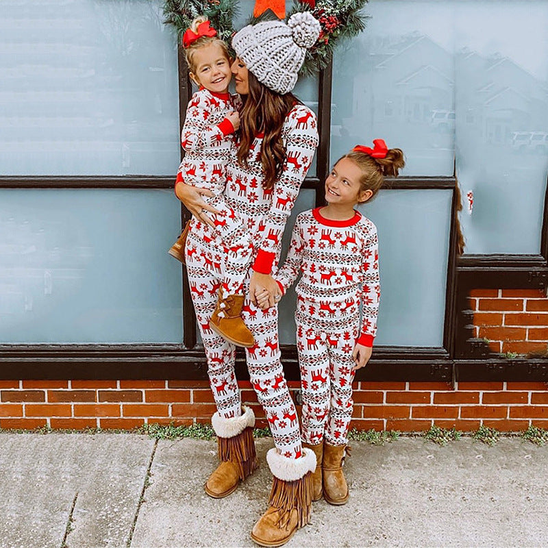 Matching family pyjama set for home, ink print