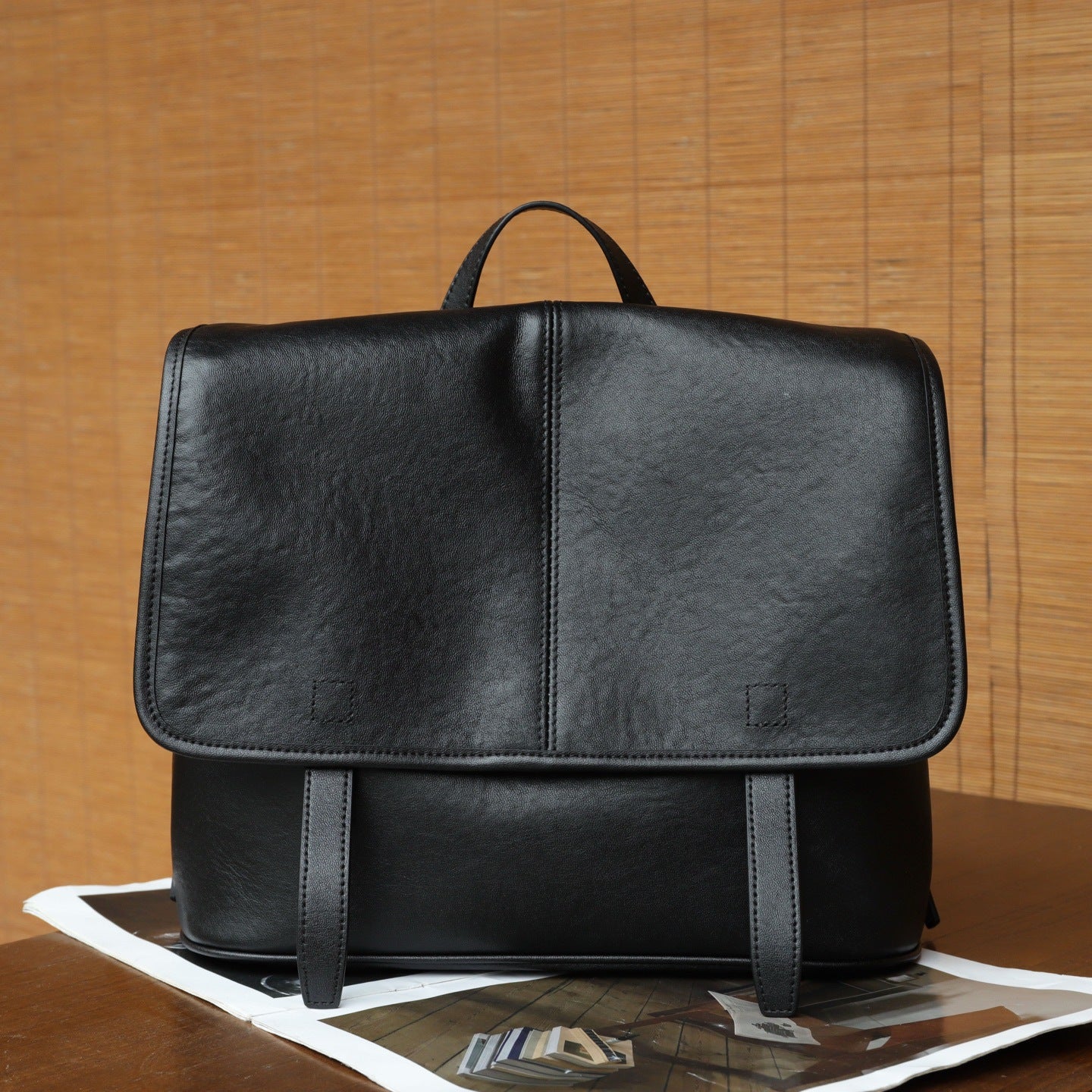Sac à dos en cuir tanné végétal pour femmes