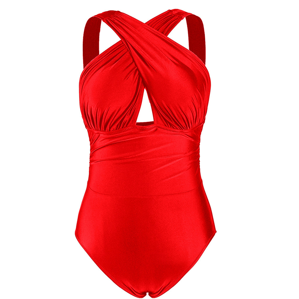 Femmes Grande Taille Une pièce Couverture croisée Nylon Qualité Plus Maillot de bain en fertilisant