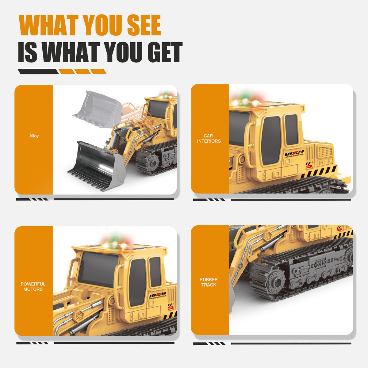 Excavateur de jouets de bulldozer pour véhicules d'ingénierie télécommandé Cadeaux pour enfants