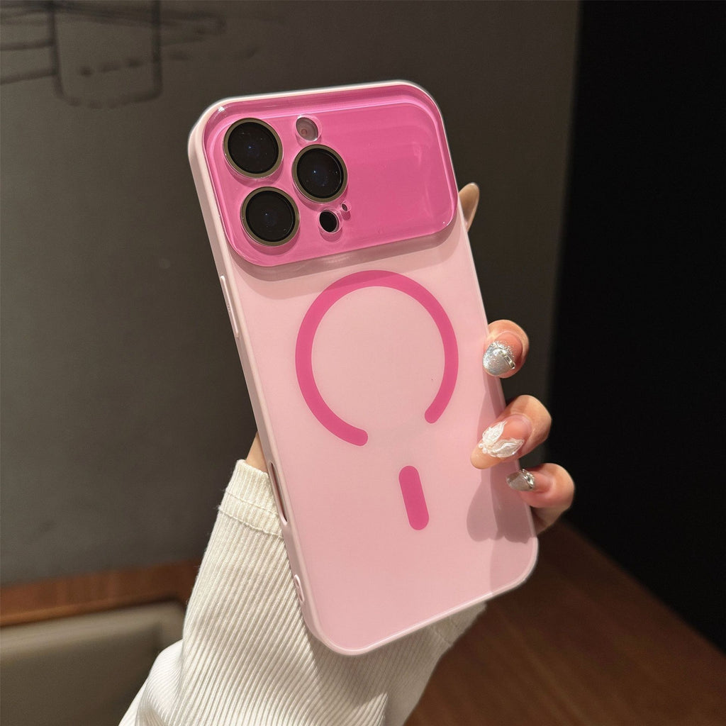 Grande fenêtre cas de téléphone magnétique givré